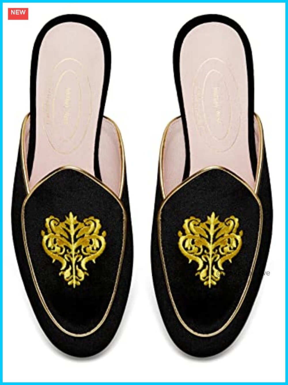 Women's Embroidered Mules Flats Belgian Loafers Slip On Slippers